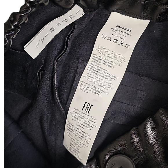 Imperial Faux Leather Cargo Pants Wide Leg Streetwear Black Size S‎ - Picture 4 of 8